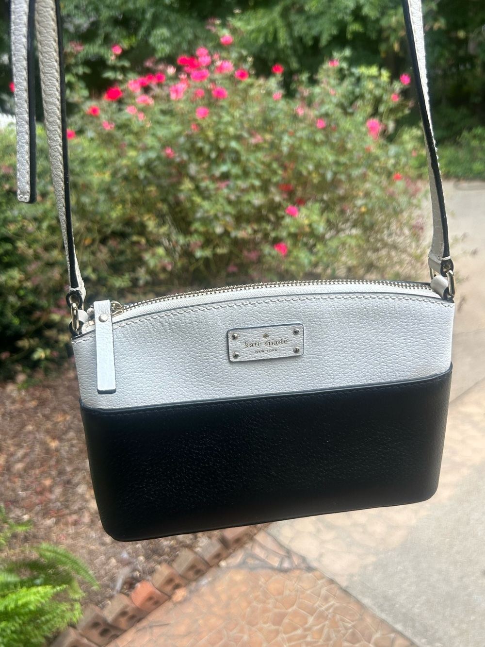 Kate Spade Colorblock Pebble Leather Crossbody Bag Black White